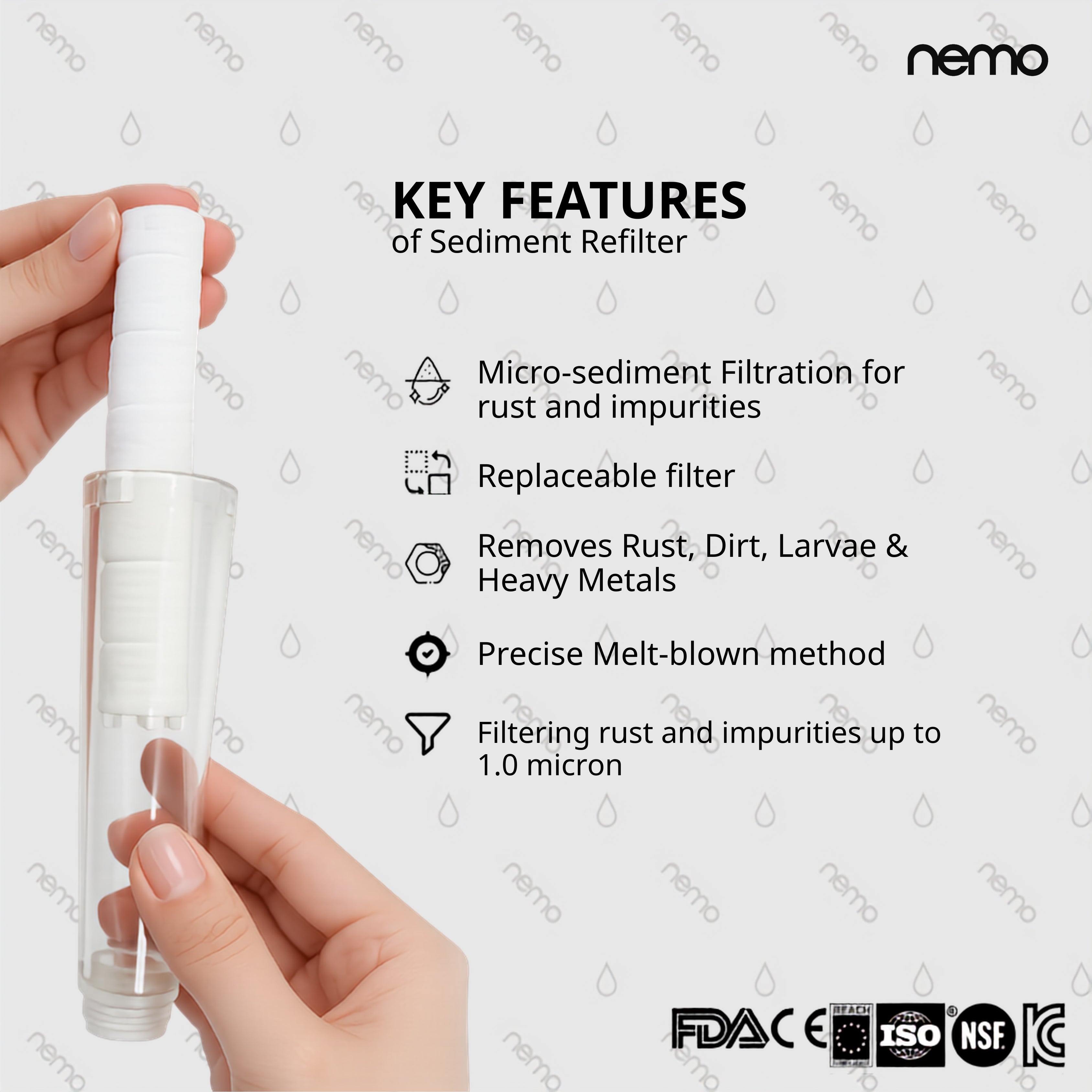 Sediment Refilter Pack-10 Pcs (NEMO Eco Hand Shower)