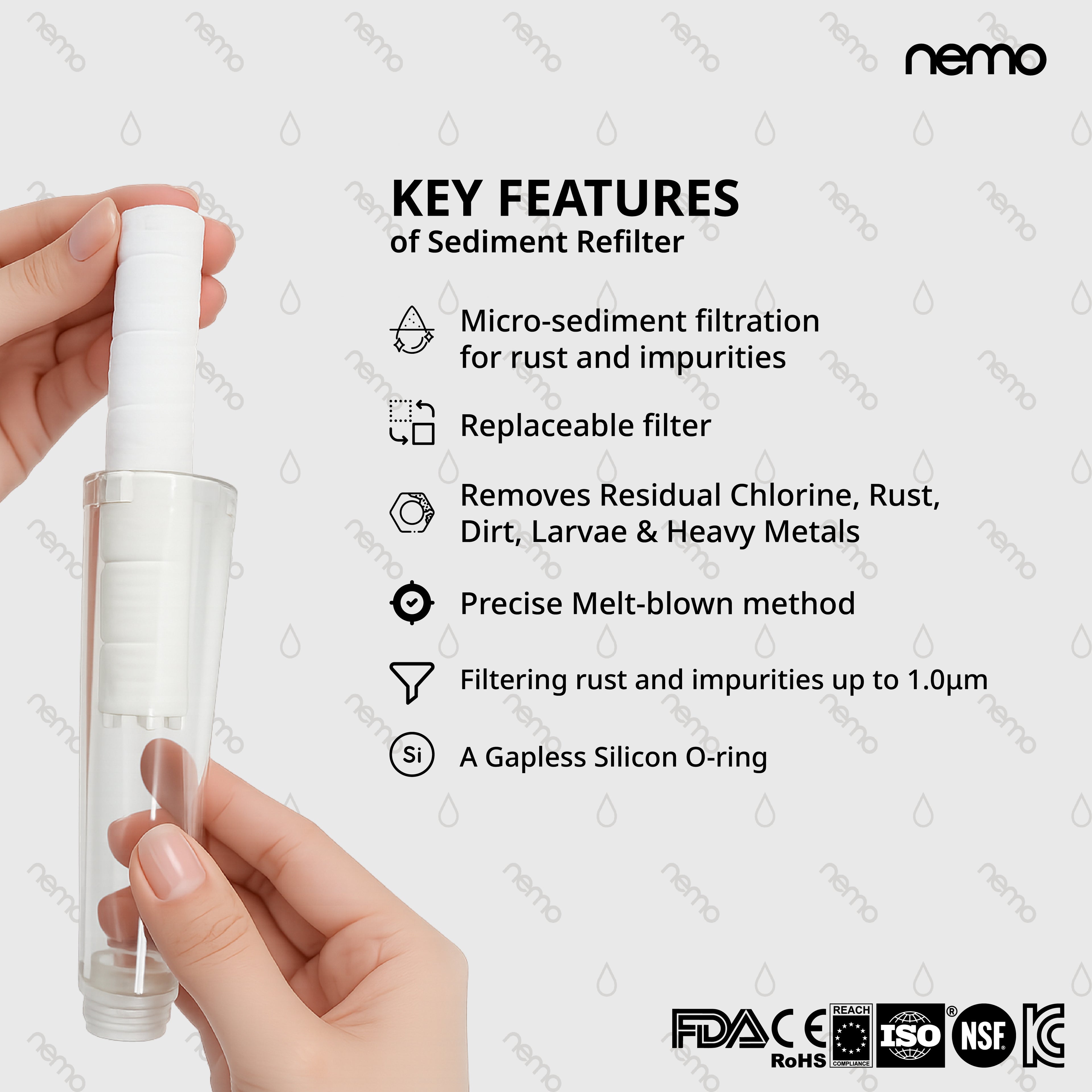 Sediment Refilter Pack-10 Pcs (NEMO Eco Hand Shower)